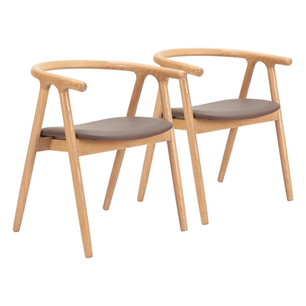Peker Dining Chair (Set of 2) Brown & Natural. Picture 6