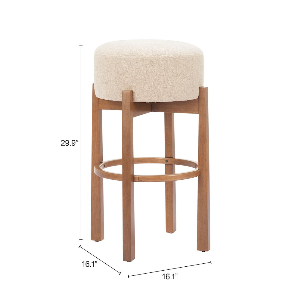 Nade Barstool (Set of 2) Beige & Walnut. Picture 7