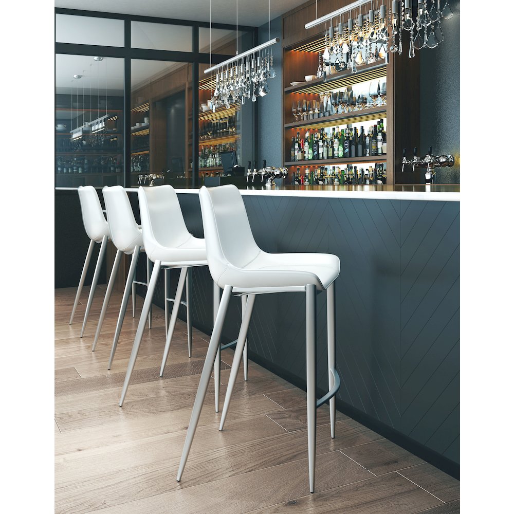 Magnus Barstool (Set of 2) White & Silver. Picture 9