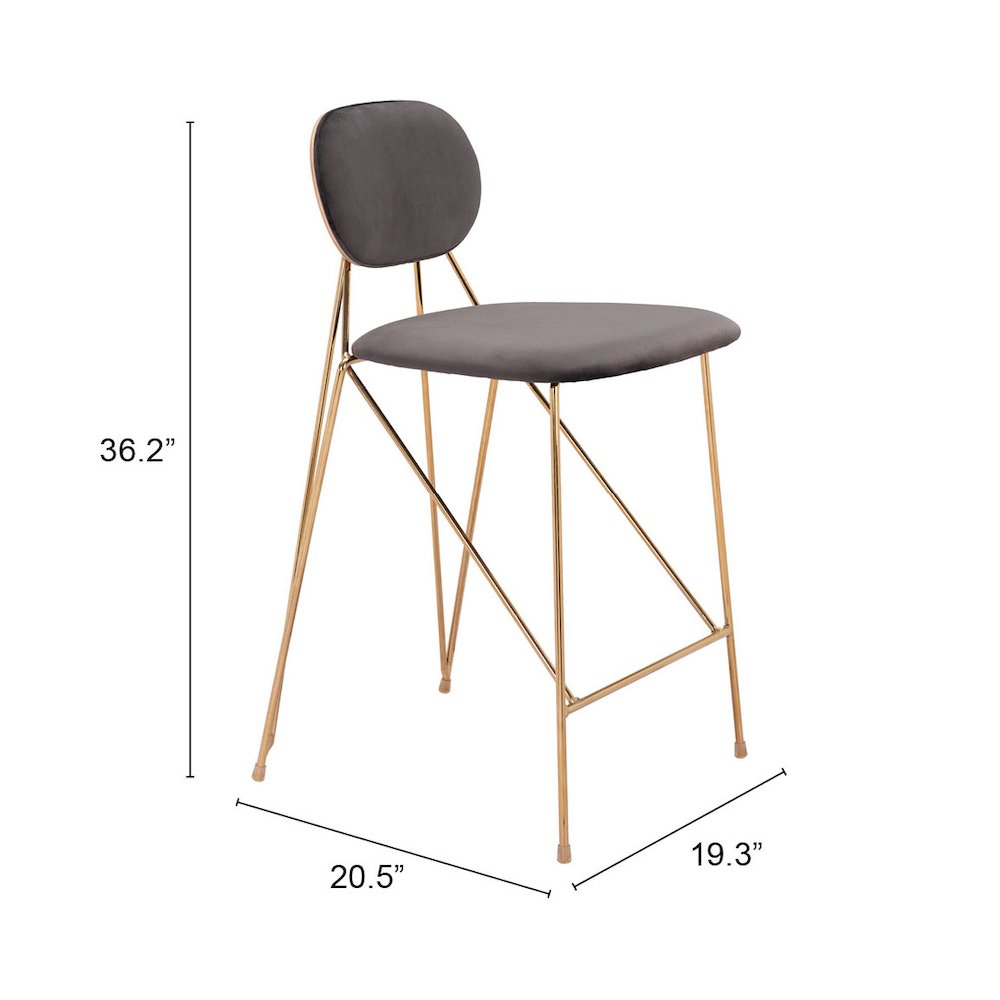 Georges Counter Stool (Set of 2) Gray & Gold. Picture 7