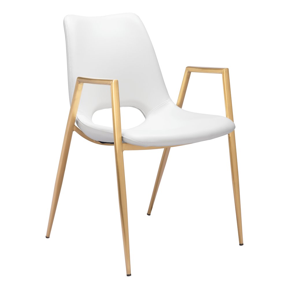Desi Dining Chair (Set of 2) White & Gold. Picture 1