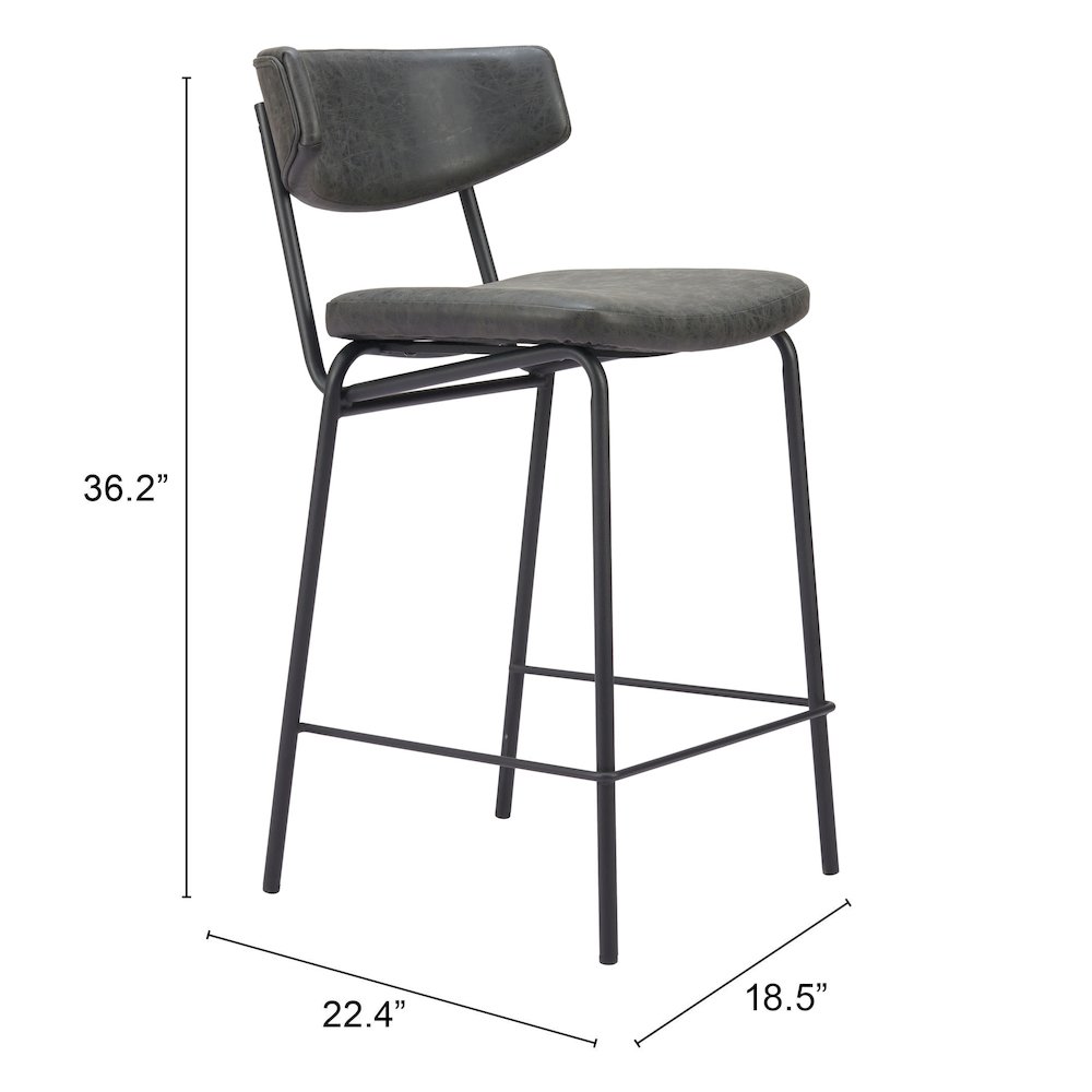 Charon Counter Stool (Set of 2) Vintage Black. Picture 7