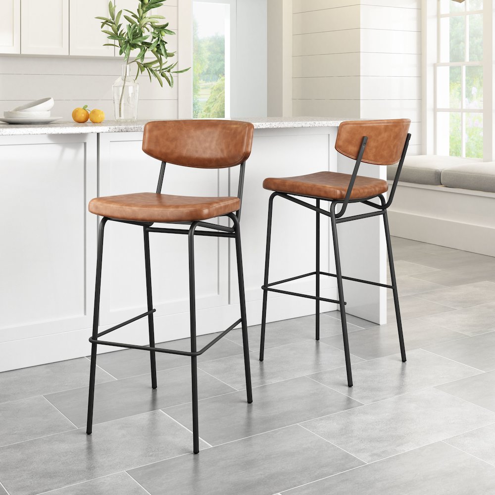 Charon Barstool (Set of 2) Vintage Brown. Picture 8