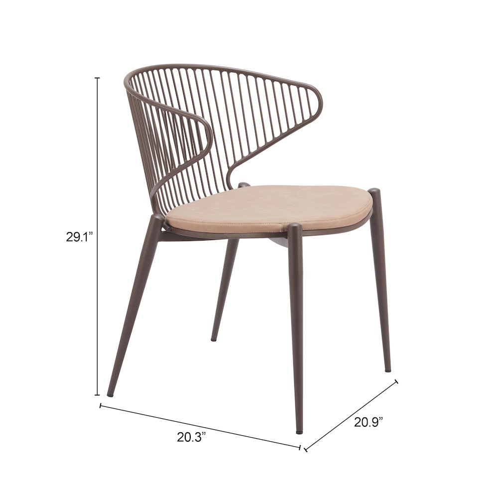 Silues Dining Chair (Set of 2) Taupe & Brown. Picture 11