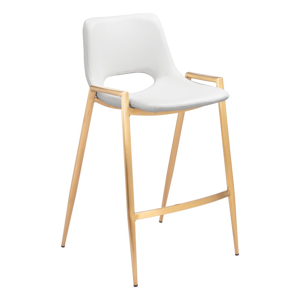 Desi Counter Stool (Set of 2) White & Gold. Picture 1