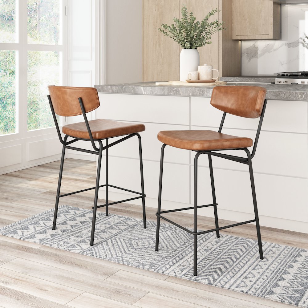 Charon Counter Stool (Set of 2) Vintage Brown. Picture 8