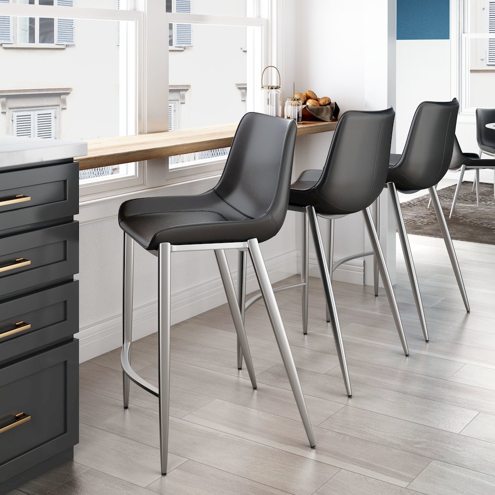 Magnus Counter Stool (Set of 2) Black & Silver. Picture 8