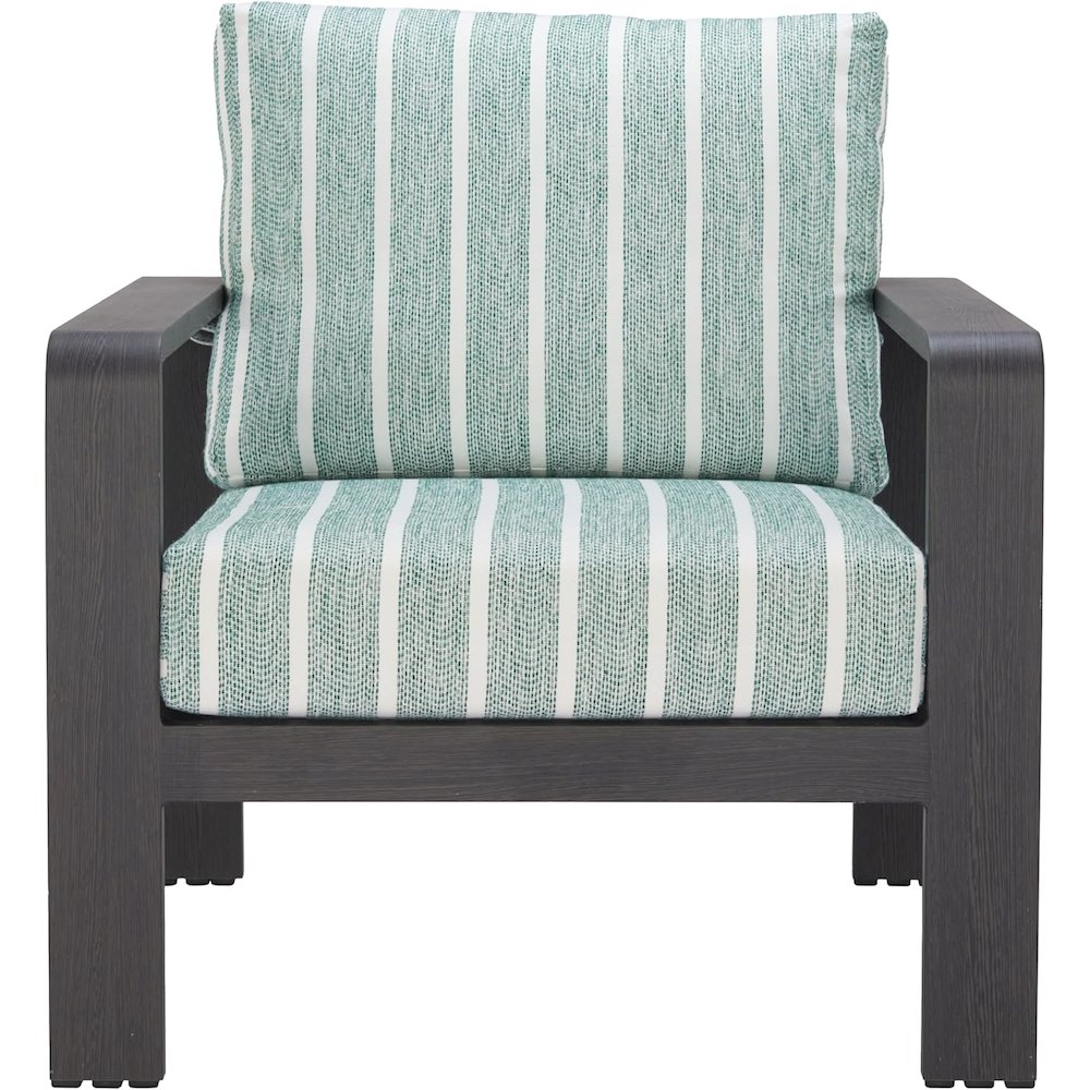 Green Aluminum Outdoor Chair, Modern Patio Seating for Garden or Deck. Picture 8