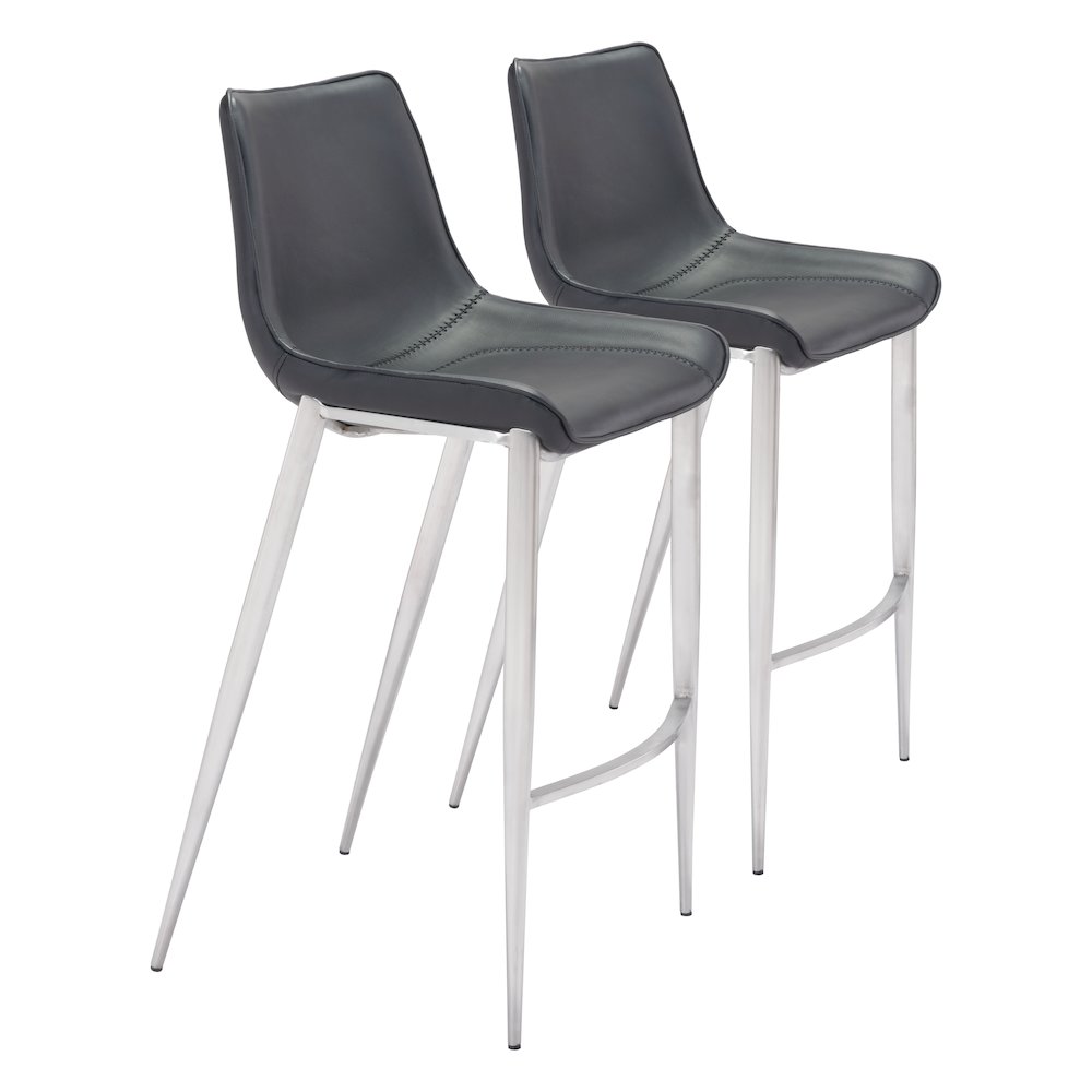Magnus Barstool (Set of 2) Black & Silver. Picture 6