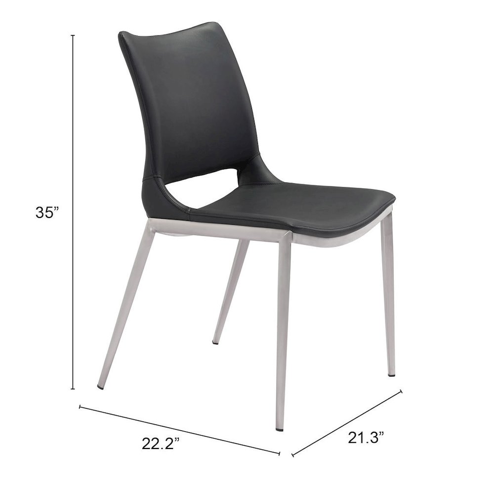 Ace Dining Chair (Set of 2) Black & Silver. Picture 7