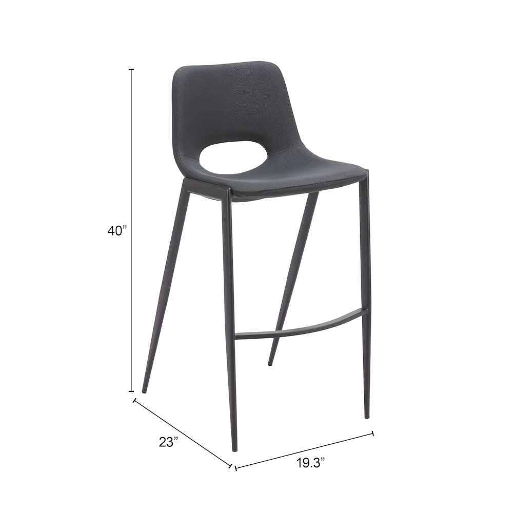 Desi Armless Barstool (Set of 2) Black. Picture 3