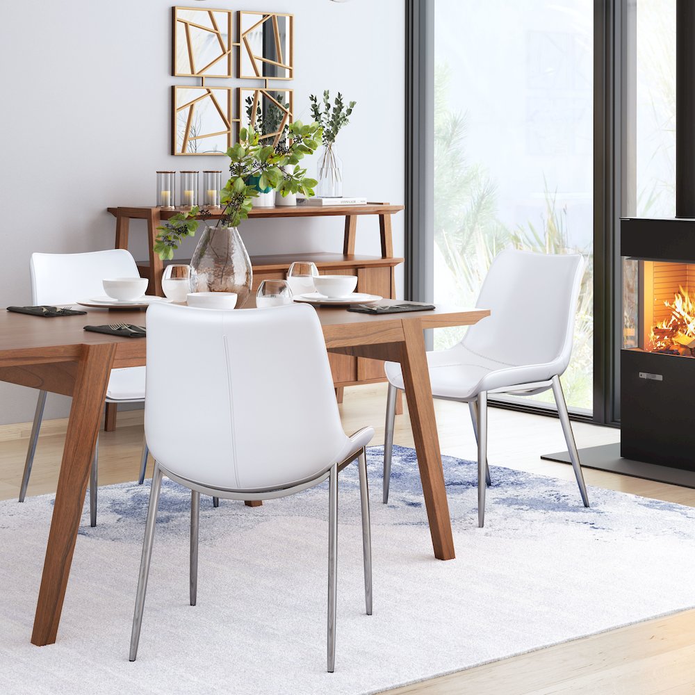 Magnus Dining Chair (Set of 2) White & Silver. Picture 10