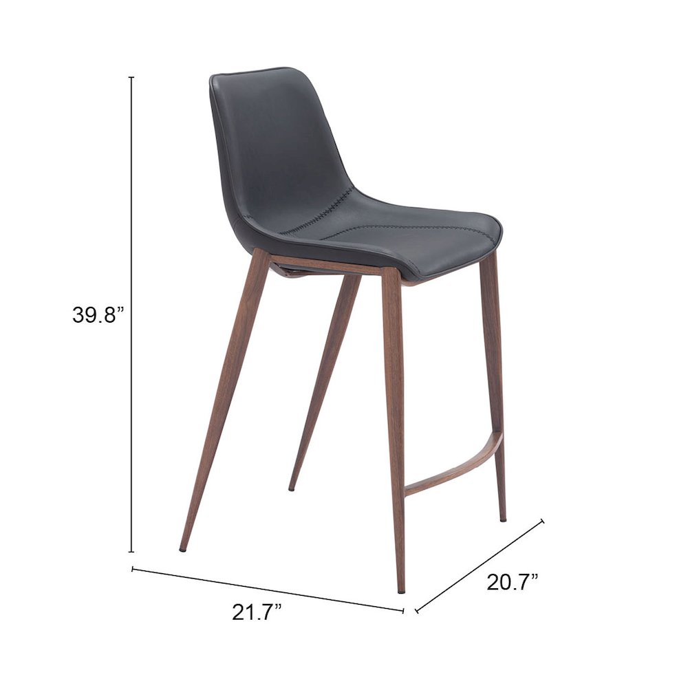 Magnus Counter Stool (Set of 2) Black & Walnut. Picture 7