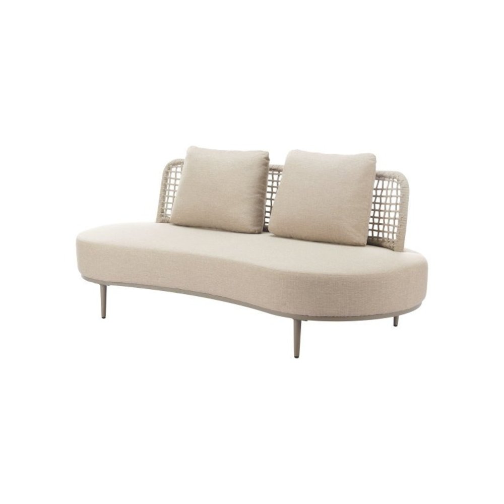 Beige Outdoor Loveseat, Patio Couch With Aluminum and Wicker Frame. Picture 4