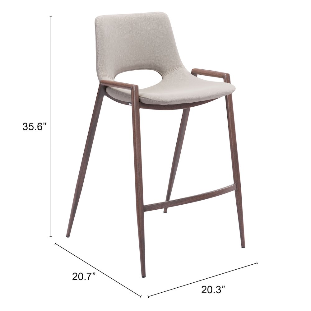 Desi Counter Stool (Set of 2) Beige & Walnut. Picture 5