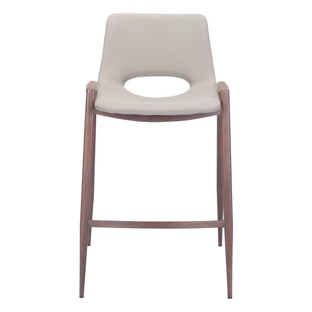 Desi Counter Stool (Set of 2) Beige & Walnut. Picture 8