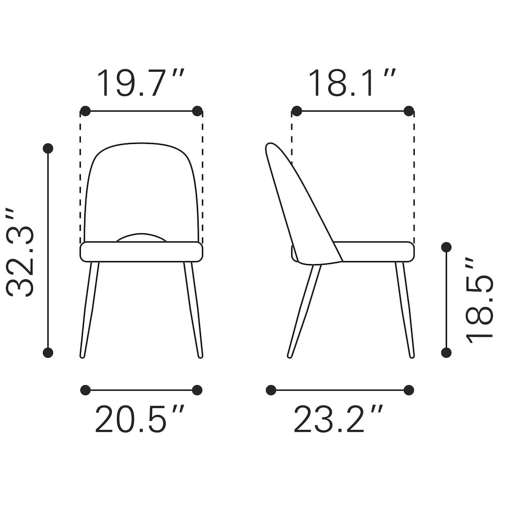 Teddy Dining Chair (Set of 2) Gray. Picture 13