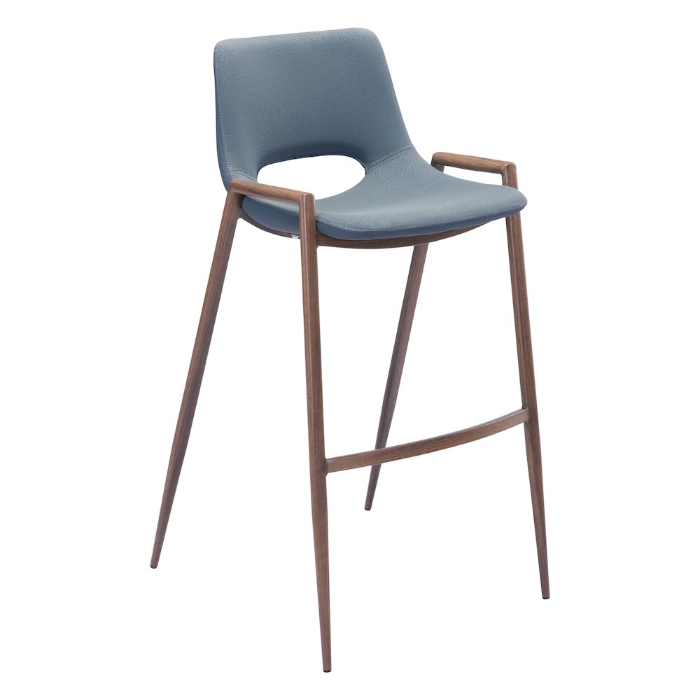 Desi Barstool (Set of 2) Azure Gray & Walnut. Picture 1