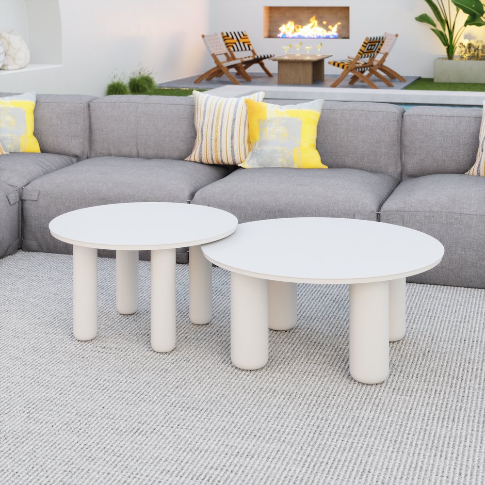 Ola Coffee Table Set (2-Piece) White. Picture 8