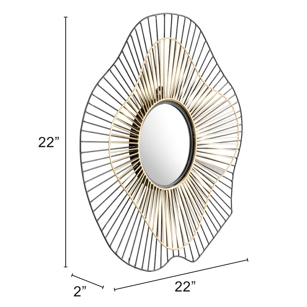 Comet Round Mirror Black & Gold. Picture 5