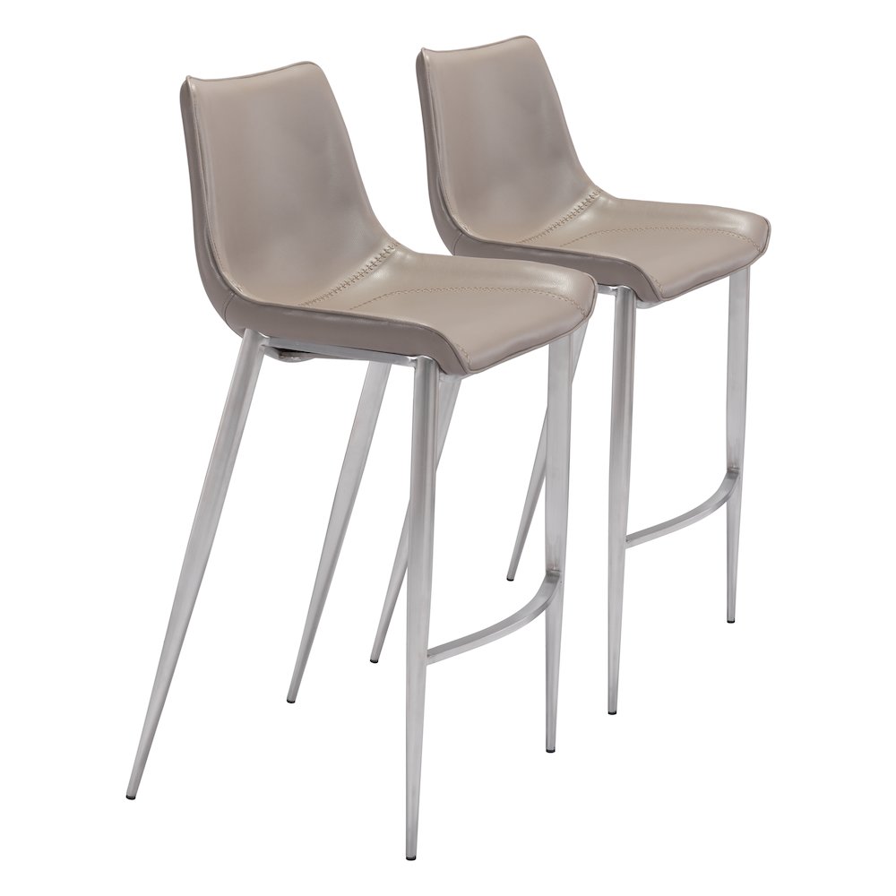 Magnus Barstool (Set of 2) Brown & Silver. Picture 6