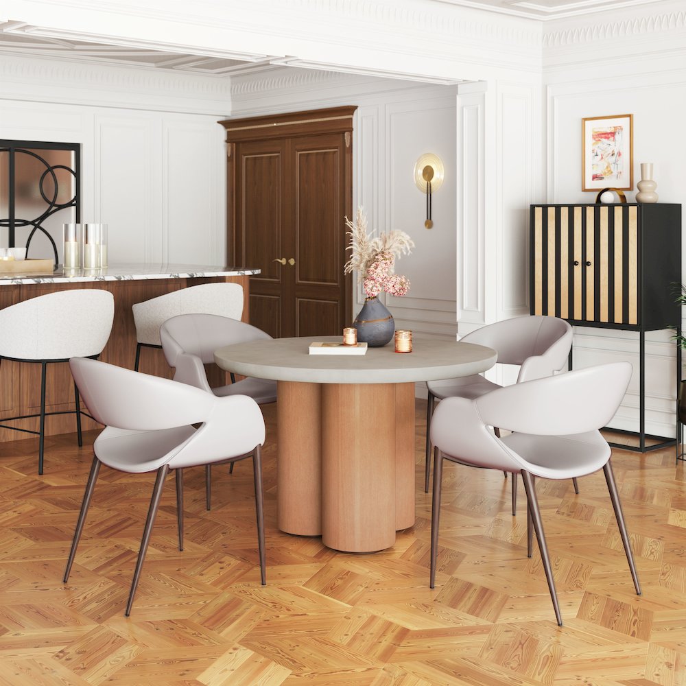 Limay Dining Chair (Set of 2) Beige & Walnut. Picture 9
