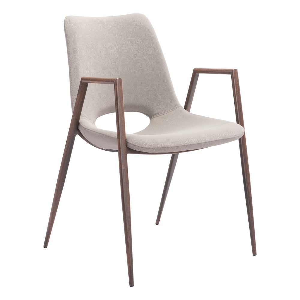 Desi Dining Chair (Set of 2) Beige & Walnut. Picture 1