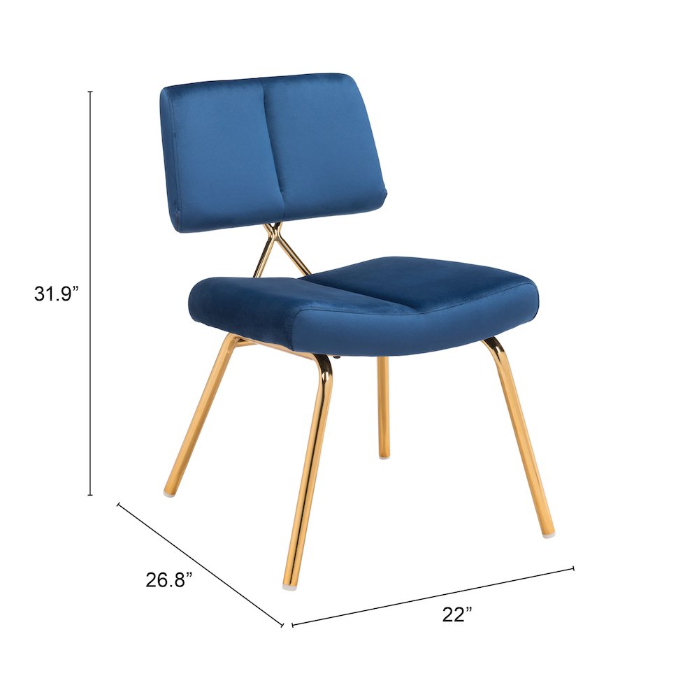 Nicole Accent Chair (Set of 2) Blue & Gold. Picture 11