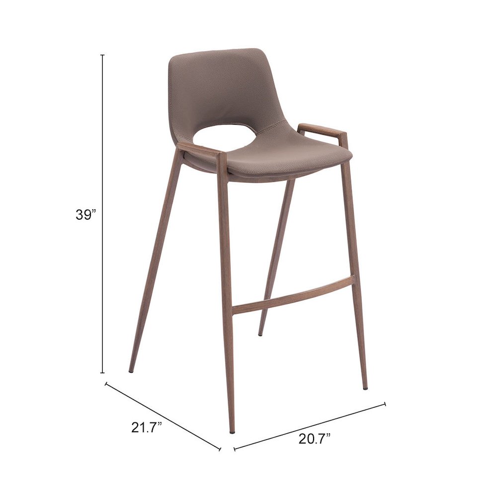 Desi Barstool (Set of 2) Brown & Walnut. Picture 7