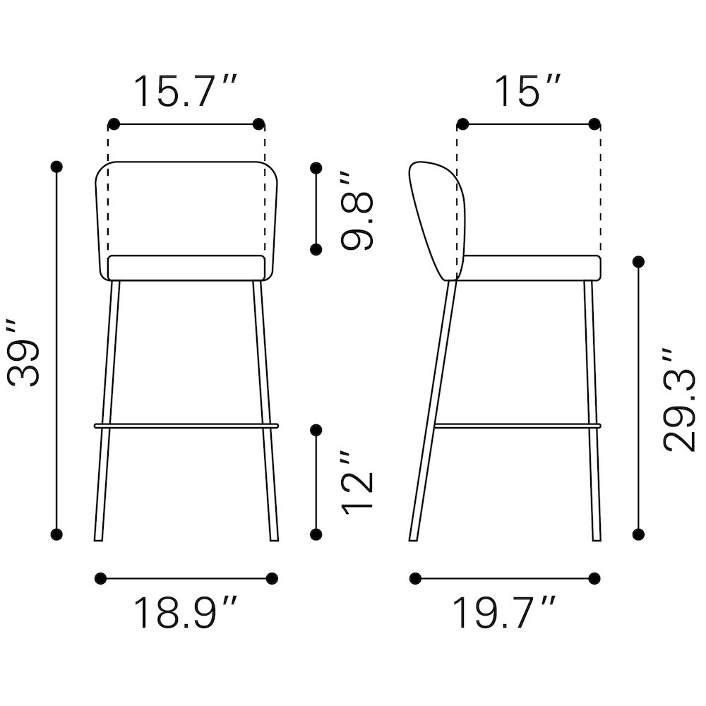 Linz Barstool (Set of 2) Gray. Picture 11