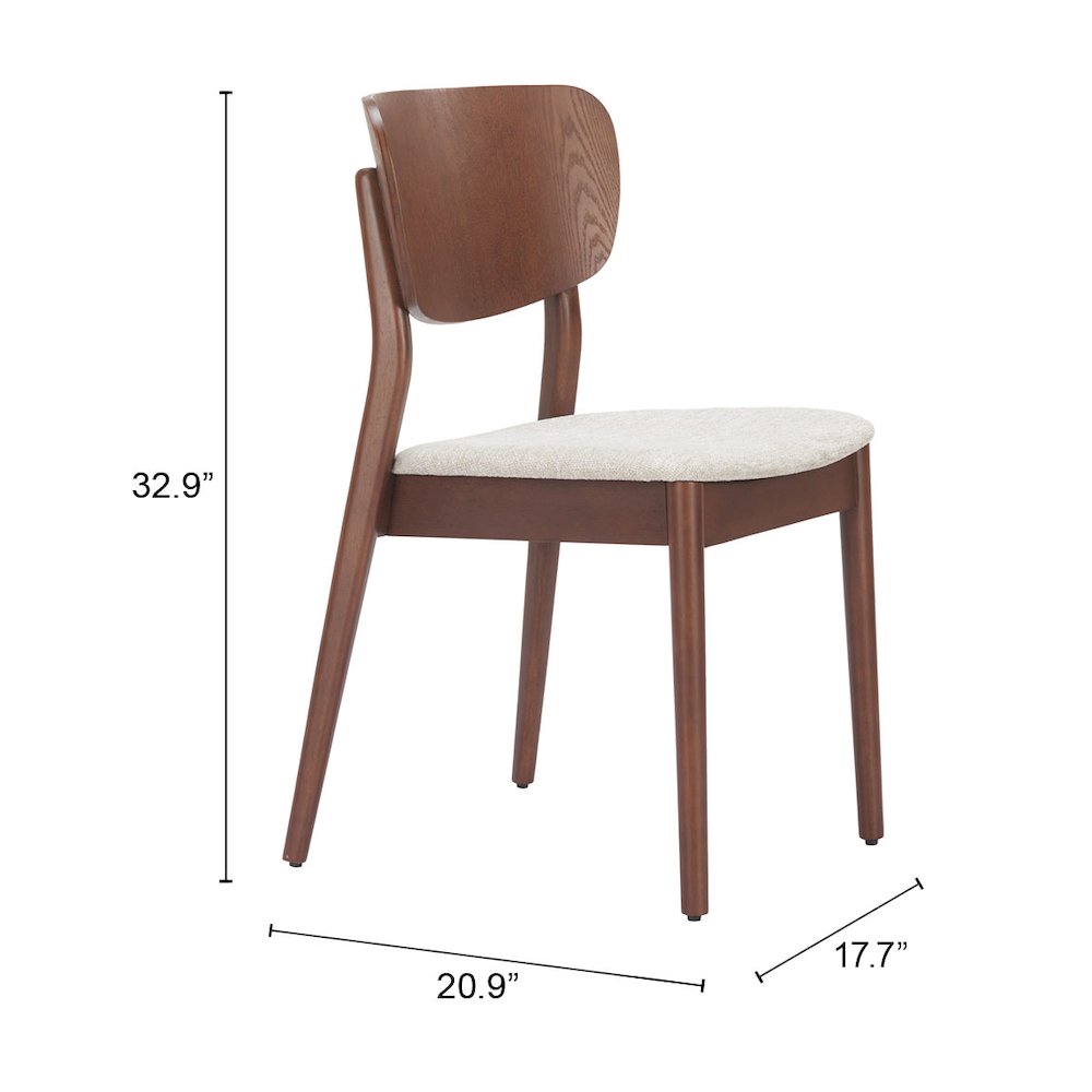 Kellua Dining Chair (Set of 2) Beige & Walnut. Picture 7