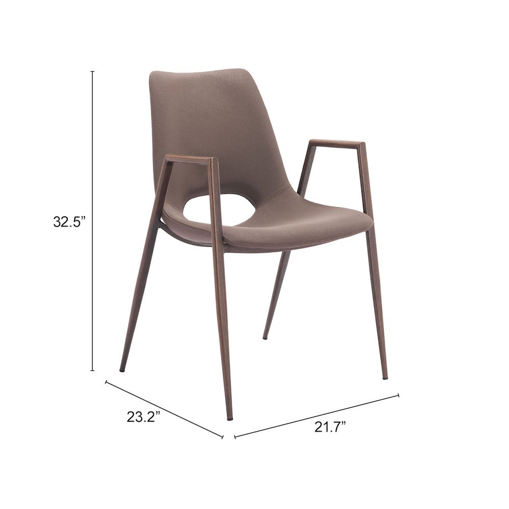 Desi Dining Chair (Set of 2) Brown & Walnut. Picture 7