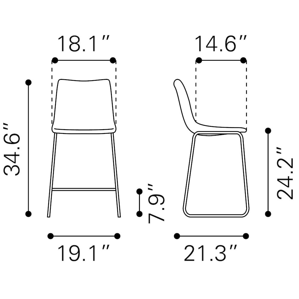 Smart Counter Stool (Set of 2) Charcoal. Picture 12