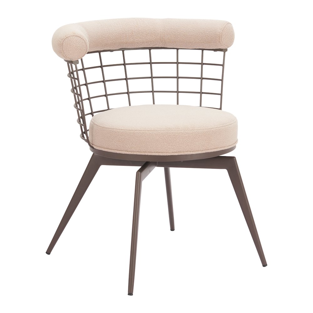Saku Swivel Dining Chair Beige & Brown. Picture 9