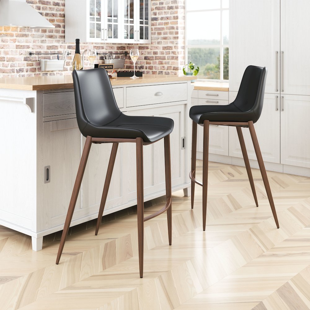 Magnus Barstool (Set of 2) Black & Walnut. Picture 8