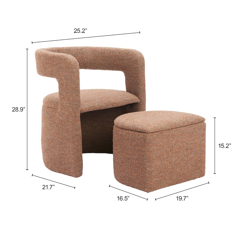 Atria Accent Chair & Ottoman Tawny Brown. Picture 7
