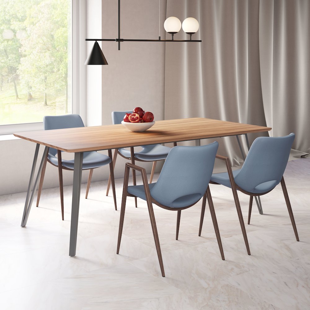 Desi Dining Chair (Set of 2) Azure Gray & Walnut. Picture 9