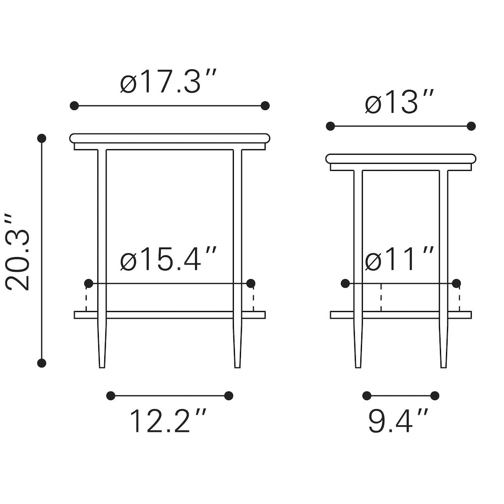 Koper Coffee Table Set (2-Piece) Black. Picture 8