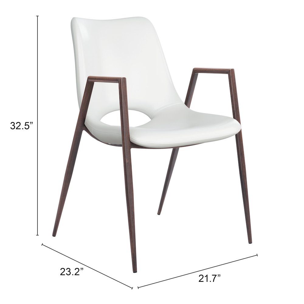 Desi Dining Chair (Set of 2) White & Walnut. Picture 7