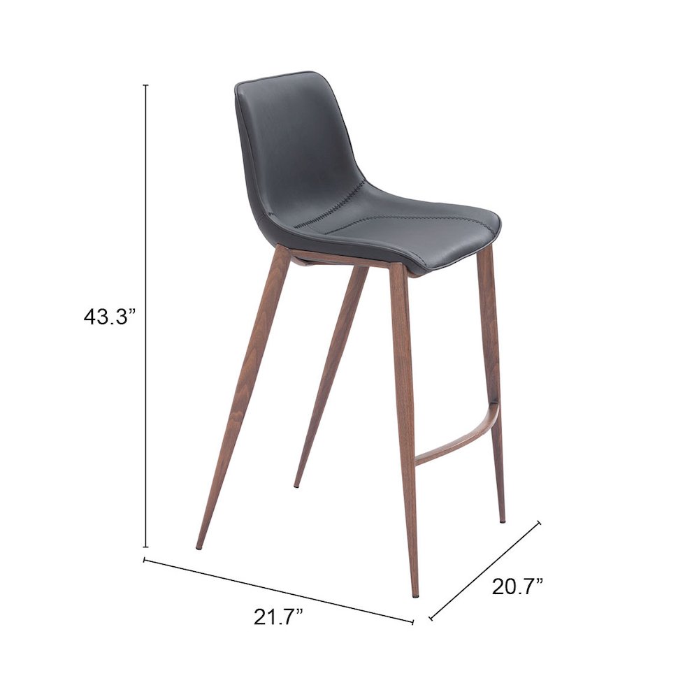 Magnus Barstool (Set of 2) Black & Walnut. Picture 7