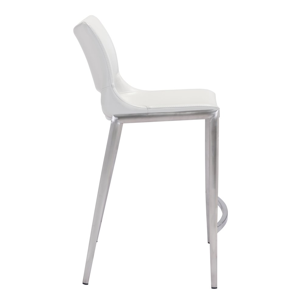 Ace Counter Stool (Set of 2) White & Silver. Picture 2