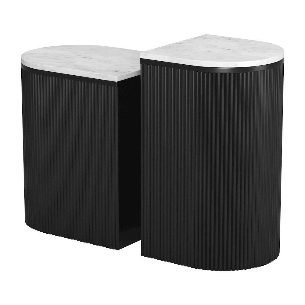 Ormara Side Table Set (2-Piece) White & Black. Picture 8