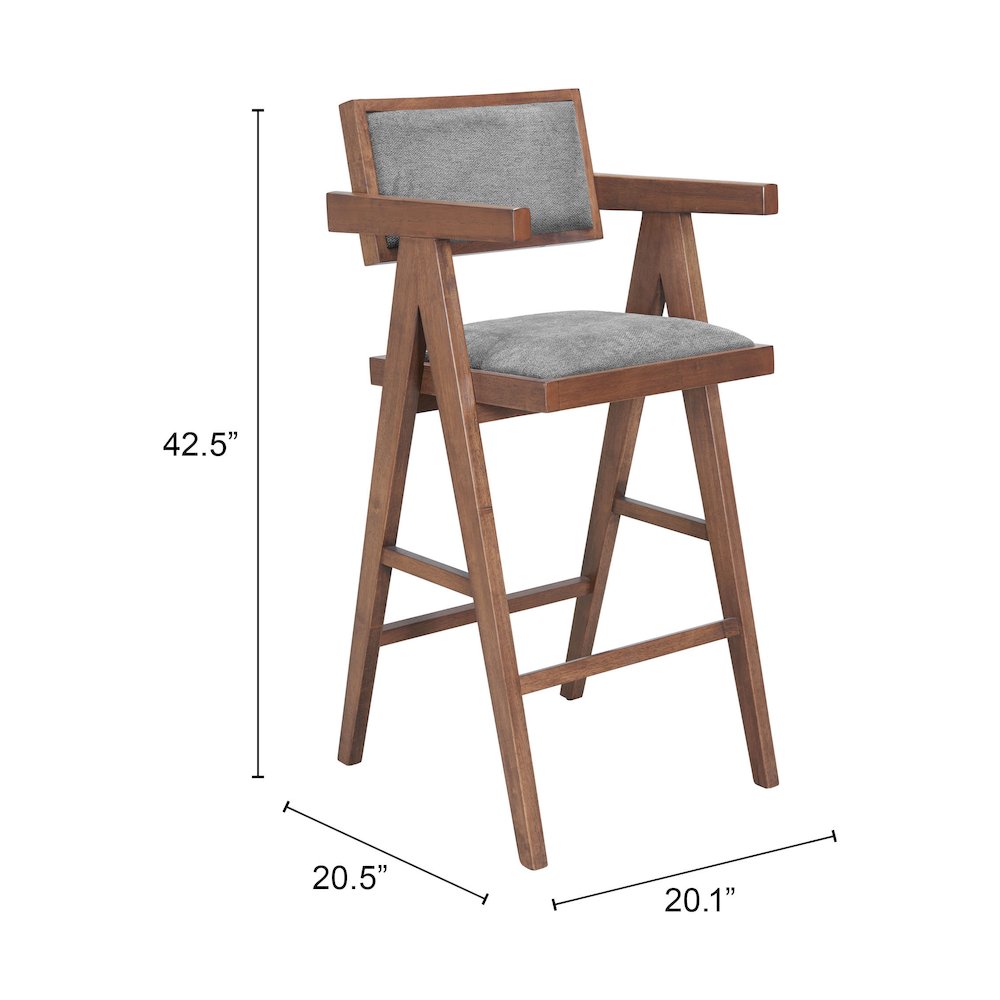 Delhi Barstool (Set of 2) Gray & Walnut. Picture 7