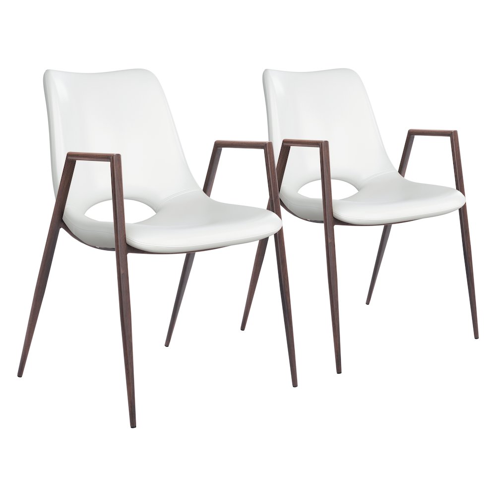 Desi Dining Chair (Set of 2) White & Walnut. Picture 6