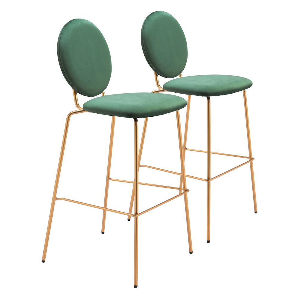 Odessa Barstool (Set of 2) Green & Gold. Picture 6
