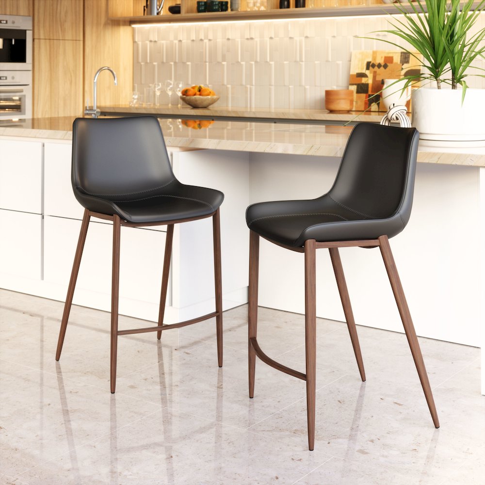 Magnus Counter Stool (Set of 2) Black & Walnut. Picture 8