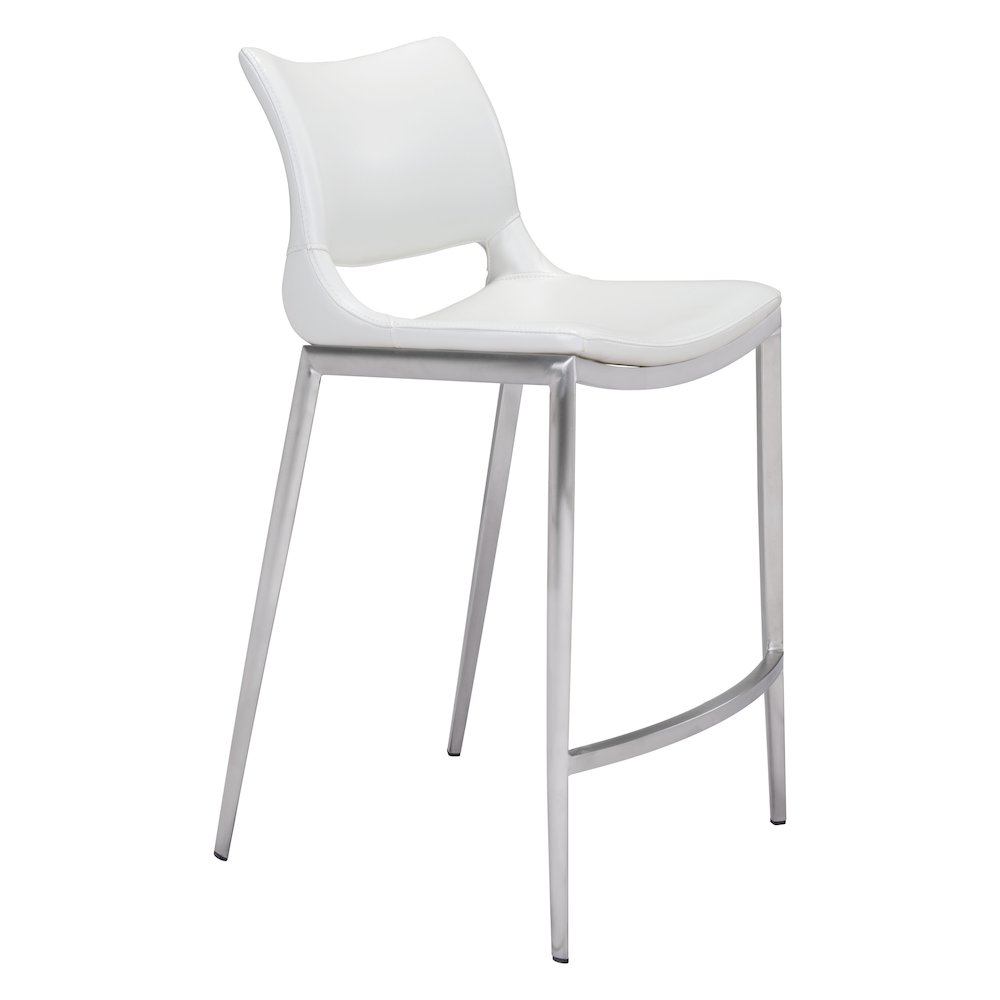 Ace Counter Stool (Set of 2) White & Silver. Picture 1