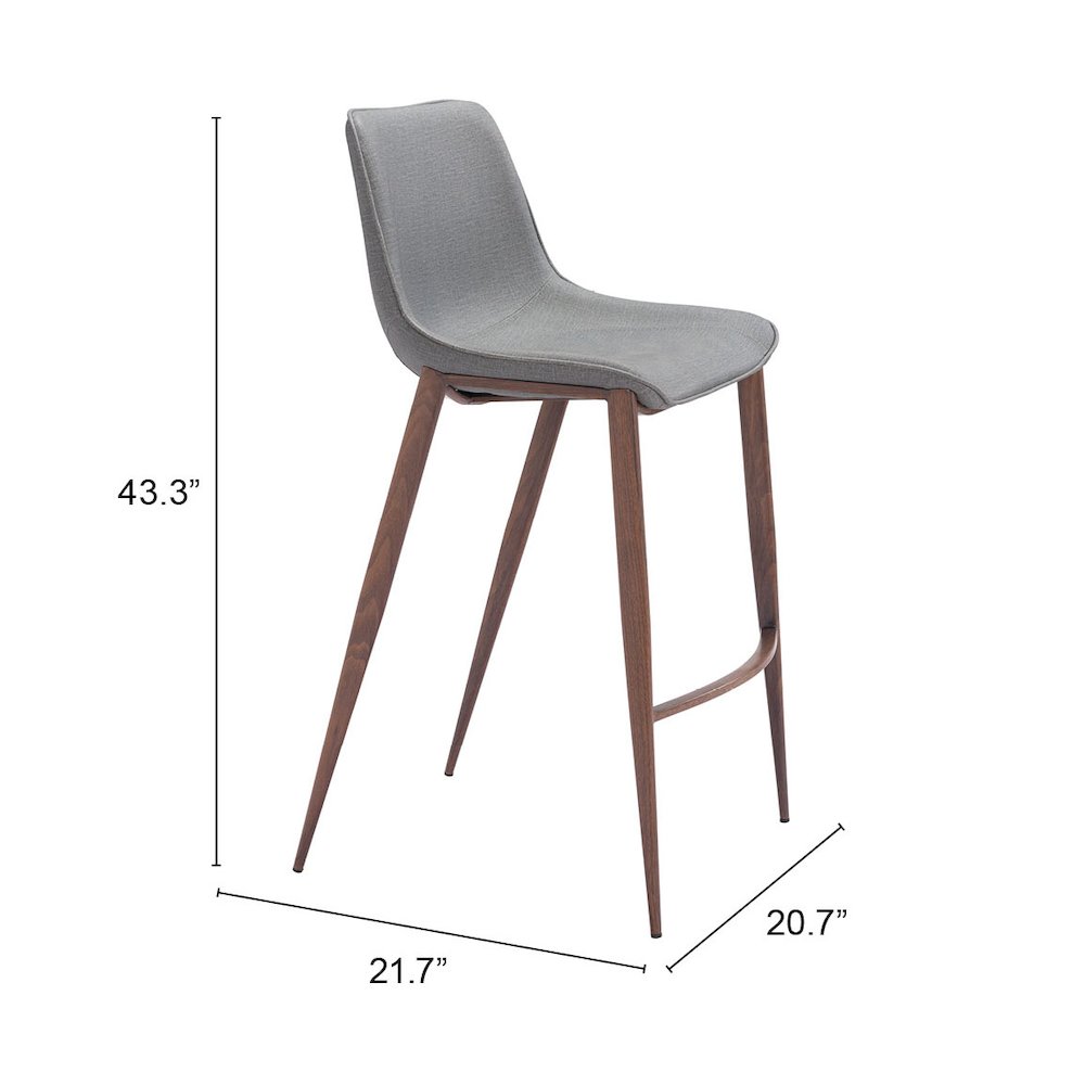 Magnus Barstool (Set of 2) Slate Gray & Walnut. Picture 7