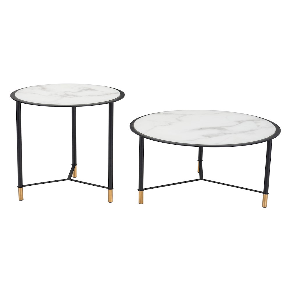 Davis Coffee Table Set (2-Piece) White & Black. Picture 3