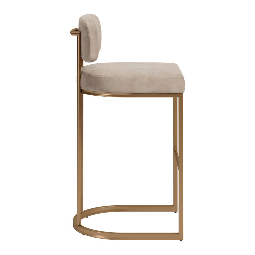 Velar Barstool (Set of 2) Beige & Bronze. Picture 3